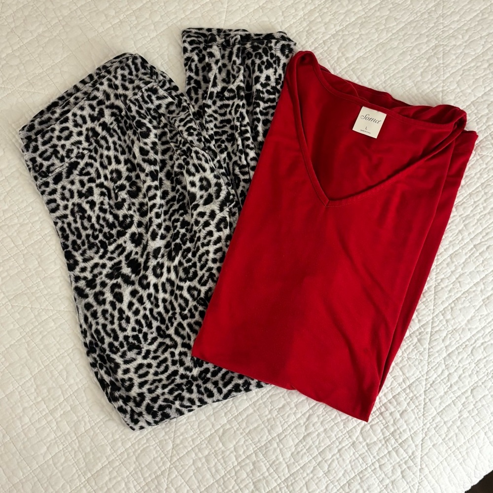 Soma Intimates Cool Nights Short Sleeve Pajama Lounge Set size large